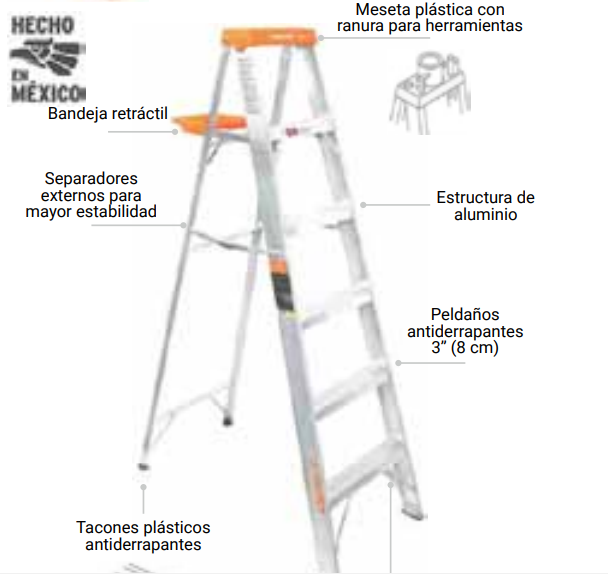 ESCALERA TIPO TIJERA ALUMINIO / 7 PASOS/  #10337 - TRUPER
