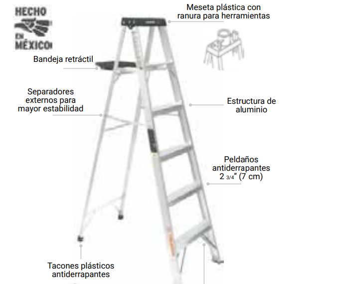[66076] ESCALERA TIJERA ALUMINIO /5 PASOS/  #16743 - TRUPER