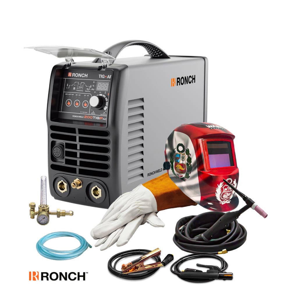 MAQUINA D/SOLDAR RONCH WELD 200TIG + MASCARA + GUANTES + FLUJOMETRO - SOLDAMUNDO