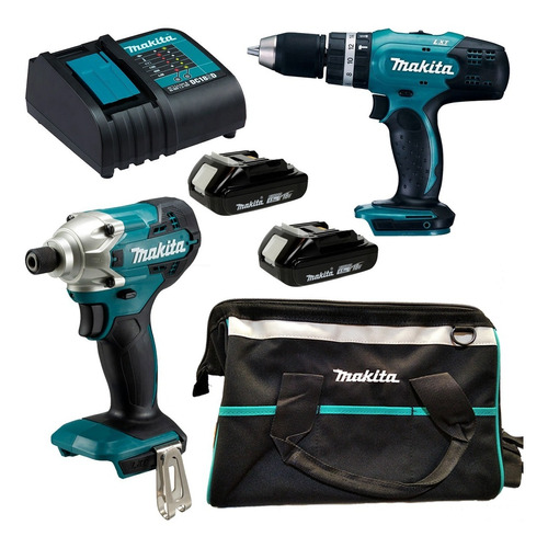 TALADRO DHP453 + ATORNILLADOR DE IMPACTO DTD156 + 2 BAT. 1.5Ah Y CARGADOR + MALETIN C- DLX2336SYX - MAKITA