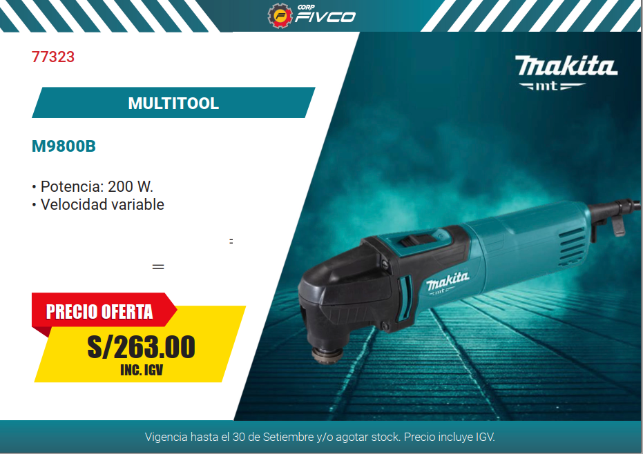 M9800B MULTI TOOL 200W MT AZUL / 15,000-22,000 OPM - MAKITA