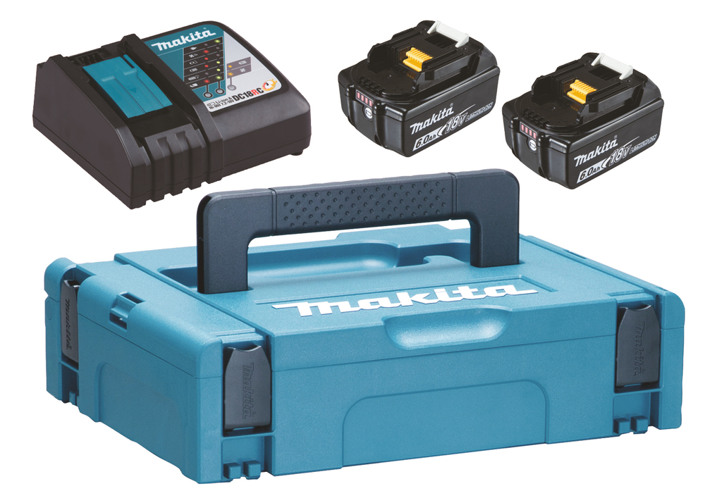 BATERIA 6.0Ah (X2) 18V LXT (BL1860B) + CARGADOR + MAKPAC 198116-4 - MAKITA