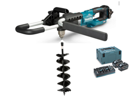 AHOYADORA 40V XGT 200MM DG001GZ02 + BARRENO + MAKPAC 2 BAT. Y CARGADOR - MAKITA