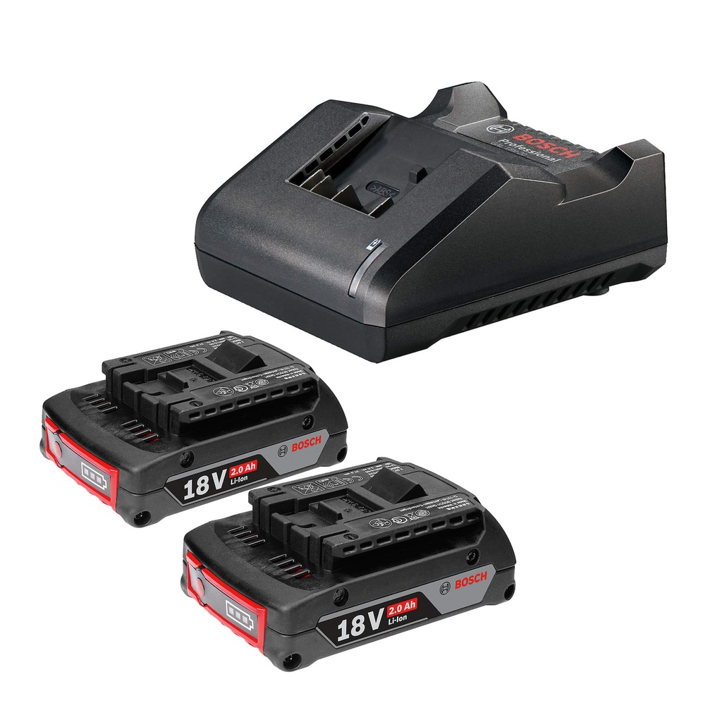 KIT DE CARGADOR GAL 18V-20 + 2 BATERIAS GBA 18V 2.0Ah -(#1600A02RN1) BOSCH
