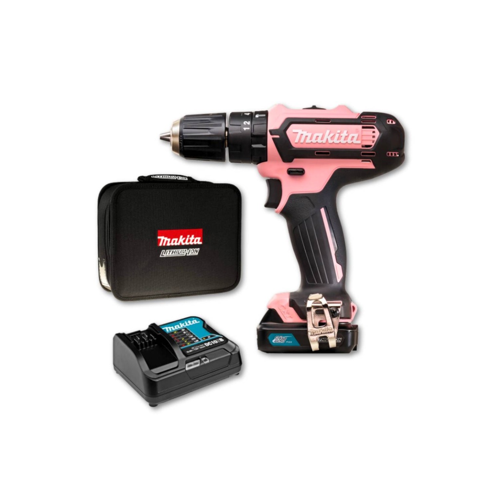 TALADRO PERCUTOR PINK 12V 2.0Ah C/BAT Y CARGADOR  HP333DSAP1 - MAKITA