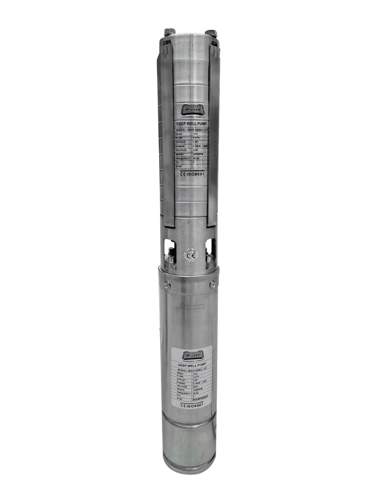 ELECTROBOMBA SUMERGIBLE MONOFASICO IMPULSOR DE ACERO INOXIDABLE WKR-4SM3-12F 220V 1.0HP 1.1/4" 220V/60HZ - WELKER