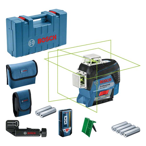 NIVEL LASER C/VERDE 30-120MTS + RECEPTOR LR7 (#GLL 3-80 CG)- BOSCH