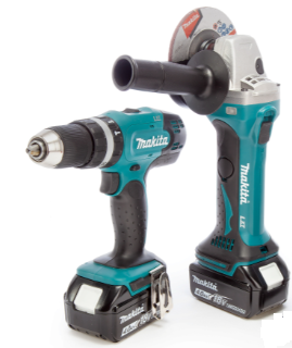 KIT - TALADRO PERC. 1/2" INAL. DHP453SYE C/ 2BAT 1.5Ah Y CARGADOR EN MALETA + AMOLADORA DGA452Z - MAKITA