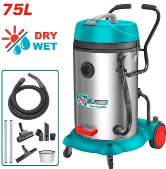 ASPIRADORA ELECTRICA 2400W 75LT INDUSTRIAL LIQUIDOS Y SOLIDOS #TVC24751 - TOTAL