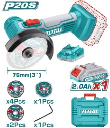 MINI AMOLADORA  3" 20V +1BATERIA 2.0Ah + 1CARGADOR (#TAGLI76012) - TOTAL
