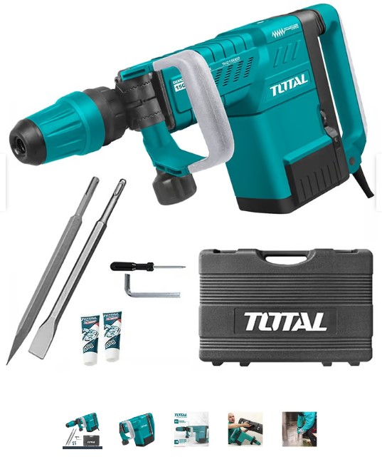 MARTILLO DEMOLEDOR 1500W MAX 6-25J IND + 2 CINCELES #TH215002 - TOTAL