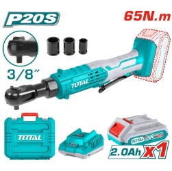 LLAVE RATCHET 3/8" 20V + BATERIA 2.0AH + CARGADOR + MALETA (#TDRLI2060152) - TOTAL