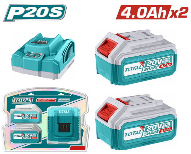 KIT 2 BATERIAS DE ION DE LITIO 4.0Ah + CARGADOR #TFBCPK1424 - TOTAL