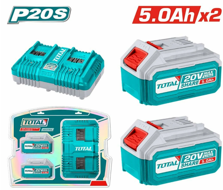 COMBO 2 BATERIAS DE ION DE LITIO 5Ah + CARGADOR  (#TFBCPK2425) - TOTAL