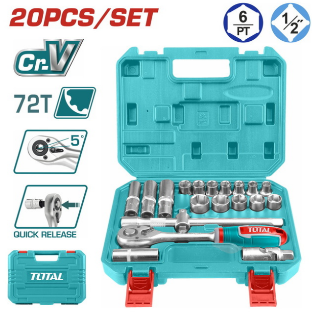 JUEGO DE DADOS 1/2" 20 PIEZAS (#THT121201)- TOTAL