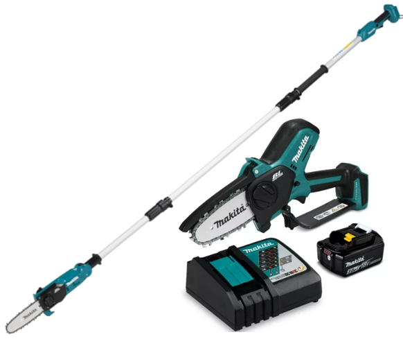  DUC101RF01 SIERRA DE PODA LXT + 1BAT. 3.0Ah 18V BL1830 + CARGADOR DC18RC + PODADORA TELESCOPICA 8"  - MAKITA