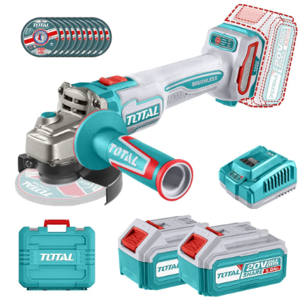 ESMERIL ANGULAR 4-1/2" 20V PESADA + 2BAT. 5.0AH  + CARGADOR (#TAGLI2211532) - TOTAL