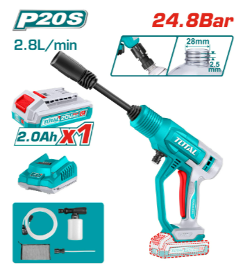 HIDROLAVADORA 20V + 1BAT. 2.0AH + CARGADOR (#TPWLI20362) - TOTAL