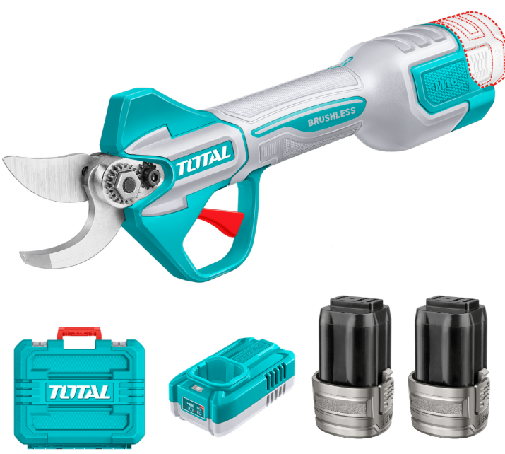 TIJERA LI-ON 16V CORTE 25MM INDUSTRIAL BRUSHLESS 2BAT. 2.0AH MALETIN #TSSLI162582 - TOTAL
