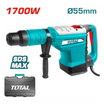 ROTOMARTILLO SDS-MAX 55MM 1700W 100-220RPM 1750-2150BPM 5-19J MALETIN INDUSTRIAL #TH117556 - TOTAL