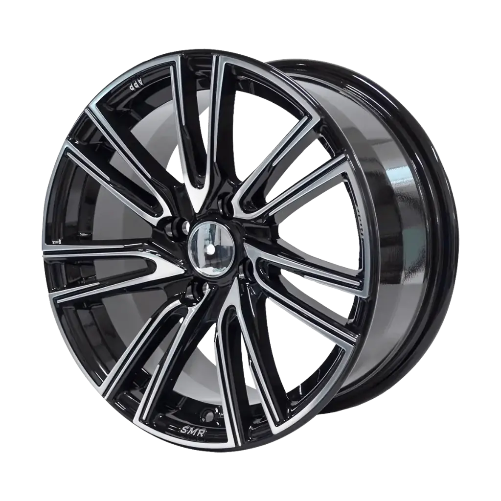 JUEGO AROS AUTOS (14"x6.0) (4x100)  BLACK MACHINE FACE  #RGW452 - ZEHLENDORF