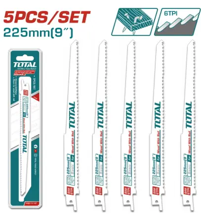 JUEGO CUCHILLA P/SIERRA SABLE 5PCS 225MM 6TPI P/MADERA #TRSB1111DF - TOTAL 