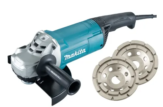AMOLADORA / ESMERIL ANGULAR 7" 2700W #GA7082 + 2 DISCOS TIPO COPA DIAMANTADO PARA CONCRETO 7" #D-80612 - MAKITA