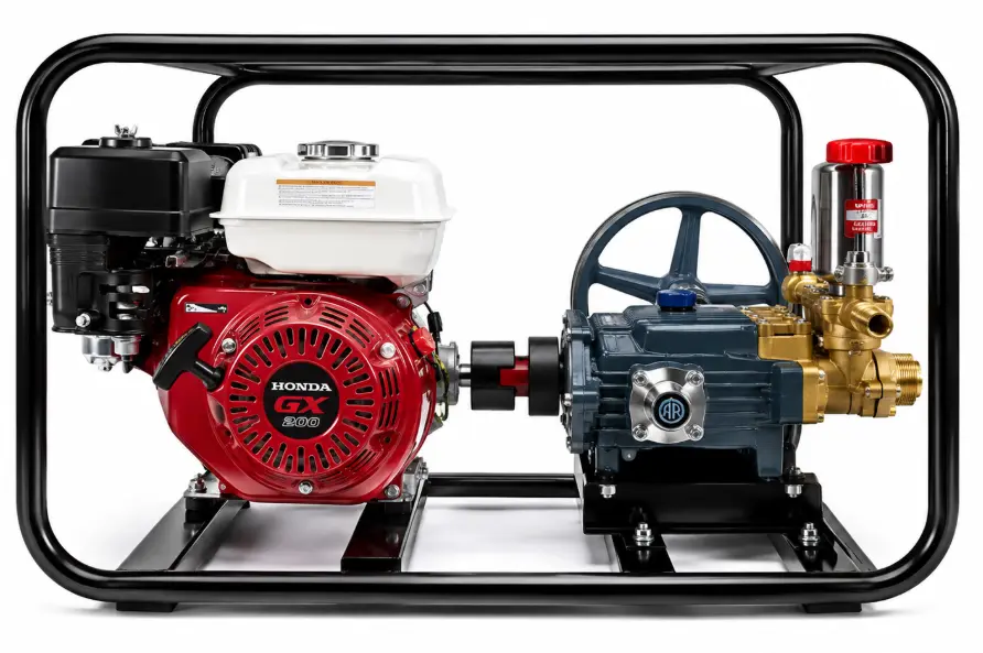 BOMBA LAVADORA FUMIGADORA / COLOR ROJO  / 4HP-7HP/ (#HL-30B1) + MOTOR ESTACIONARIO GASOLINERO / GX160H2 / 5.5HP HONDA - WELKER