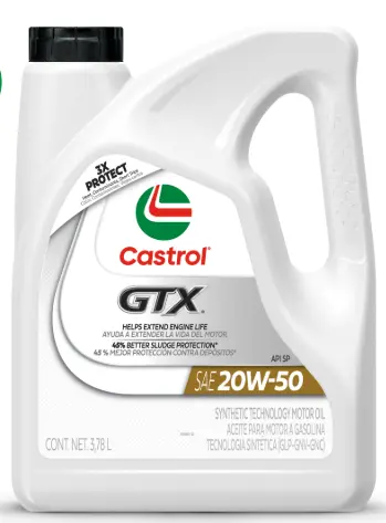 ACEITE SINTETICO GTX 20W-50 (3.78 LITROS) - CASTROL  