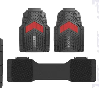 ALFONBRILLAS DE PVC NEGRAS CON TALONERA ROJA (3 PIEZAS) #SPF523RD  - SPARCO