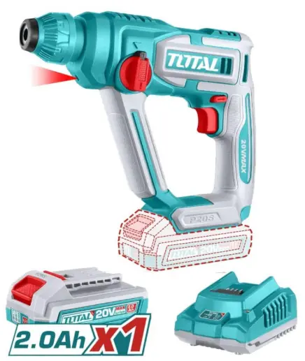 ROTOMARTILLO SDS PLUS 5/8" 16MM 1.5J 0-5100BPM / 2 FUNCIONES + 1 BATERIA DE 2.0AH 20V #TRHLI201681 - TOTAL
