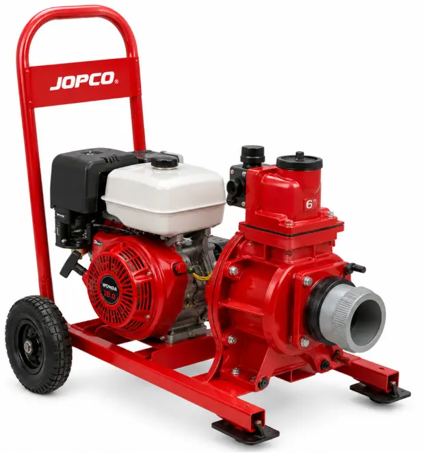 BOMBA AUTOCEBANTE TRAGASOLIDOS 6" X 6" #SP150 + MOTOR GASOLINERO CON ARRANQUE ELECTRICO (19 HP) WONDA - JOPCO