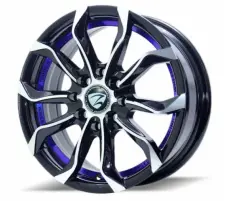 JUEGO DE AROS (15"x6.5) (8x100/114.3) 38 73.1 BLACK MACHINE + BLUE UNDER CUT #8805 - ZEHLENDORF