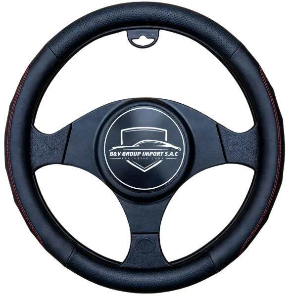CUBRE VOLANTE DE VEHÍCULO COSTURA ROJA (38 CM) #FOR-FAT-BL-38CM - B&V