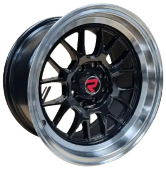 JUEGO DE AROS (14"x7.0)(8x100/114.3) ET 0 CB 73.1 BLACK FACE MACHINED LIP #8154 #1453 - ROMAX 