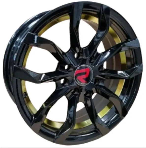 JUEGO DE AROS (14"x5.5)(8x100/114.3) ET 30 CB 73.1 BLACK + YELLOW UNDERCUT #7003 #14101 - ROMAX 
