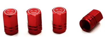 TAPAS DE PITON DE LLANTAS DISEÑO CILINDRO HEXAGONAL ROJO CARA FELIZ (4 PIEZAS) #JET 4-PX - SPARCO