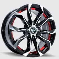 JUEGO DE AROS (14"x5.5) (8x100/114.3) 38 73.1 BLACK MACHINE FACE + RED UNDER CUT #8805 - ZEHLENDORF