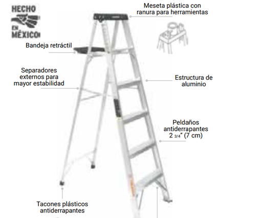 [66076] ESCALERA TIJERA ALUMINIO /5 PASOS/  #16743 - TRUPER