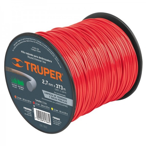 [55960] HILO GUINDO PARA DESBROZADORA 2.7MM X 373M #17649 - TRUPER