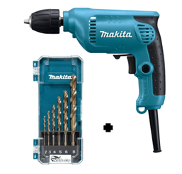 [76636] TALADRO 10MM (3/8") 450W #6413 + SET DE BROCAS (6PCS) D-75758  - MAKITA