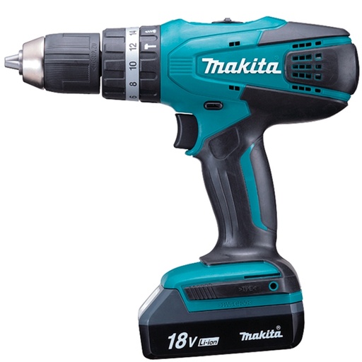[76418] TALADRO PERCUTOR 13MM 18V C/ JGO. DE BROCAS Y HERRAMIENTAS HP457DWE - MAKITA