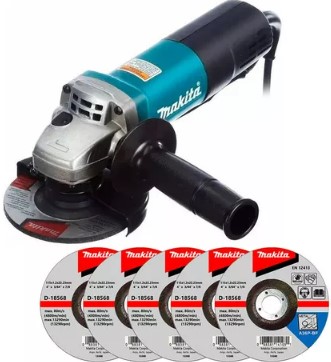 [77294] KIT-ESMERIL ANGULAR 4-1/2" 840W 9557HPG + 5 DISC.CORTE 4-1/2" D-72001 - MAKITA