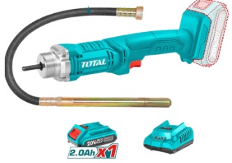 [PR/03295] VIBRADOR DE CONCRETO 35X1200MM 20V + 1BATER 2.0Ah + 1CARGADOR + MANGUERA #TCVLI2023011 - TOTAL
