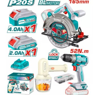 [PR/03436] MEGA COMBO CIRCULAR + ATORNILLADOR + LICUADORA 20V (#TOSLI240583) - TOTAL