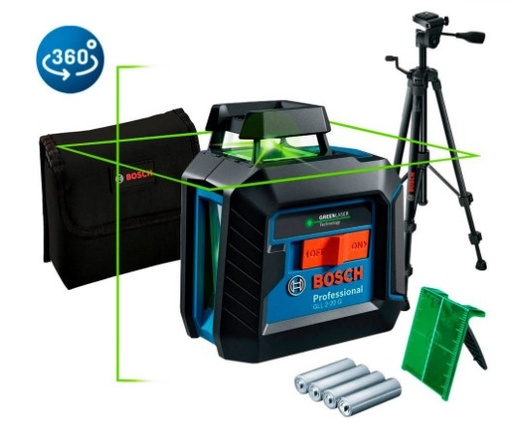 [PR/03556] NIVEL LASER DE LINEA VERDE HORIZONTAL 360º (#GLL 2-20G) + TRIPODE 55-157CM (#BT150) - BOSCH