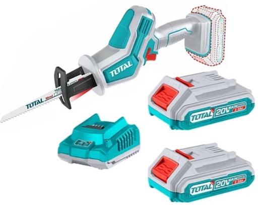 [PR/03565] SIERRA SABLE INALAMBRICO 20V TRSLI6506 + KIT CARGADOR 2BATER 2.0Ah + 1 CARGADOR #TFBCPK1222 - TOTAL