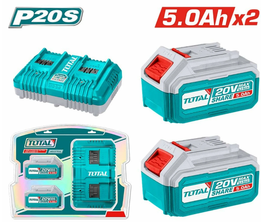 [PR/03637] COMBO 2 BATERIAS DE ION DE LITIO 5Ah + CARGADOR  (#TFBCPK2425) - TOTAL