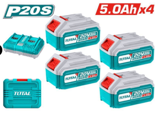 [PR/03639] PACK DE 4 BATERIAS DE ION DE LITIO DE 5.0Ah + CARGADOR RAPIDO #TFBCLI20245 - TOTAL