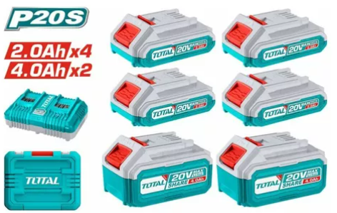 [PR/04047] PACK  4BATERIAS 2.0AH + 2BATERIAS 4.0AH + CARGADOR DOBLE #TOSLI230701 - TOTAL